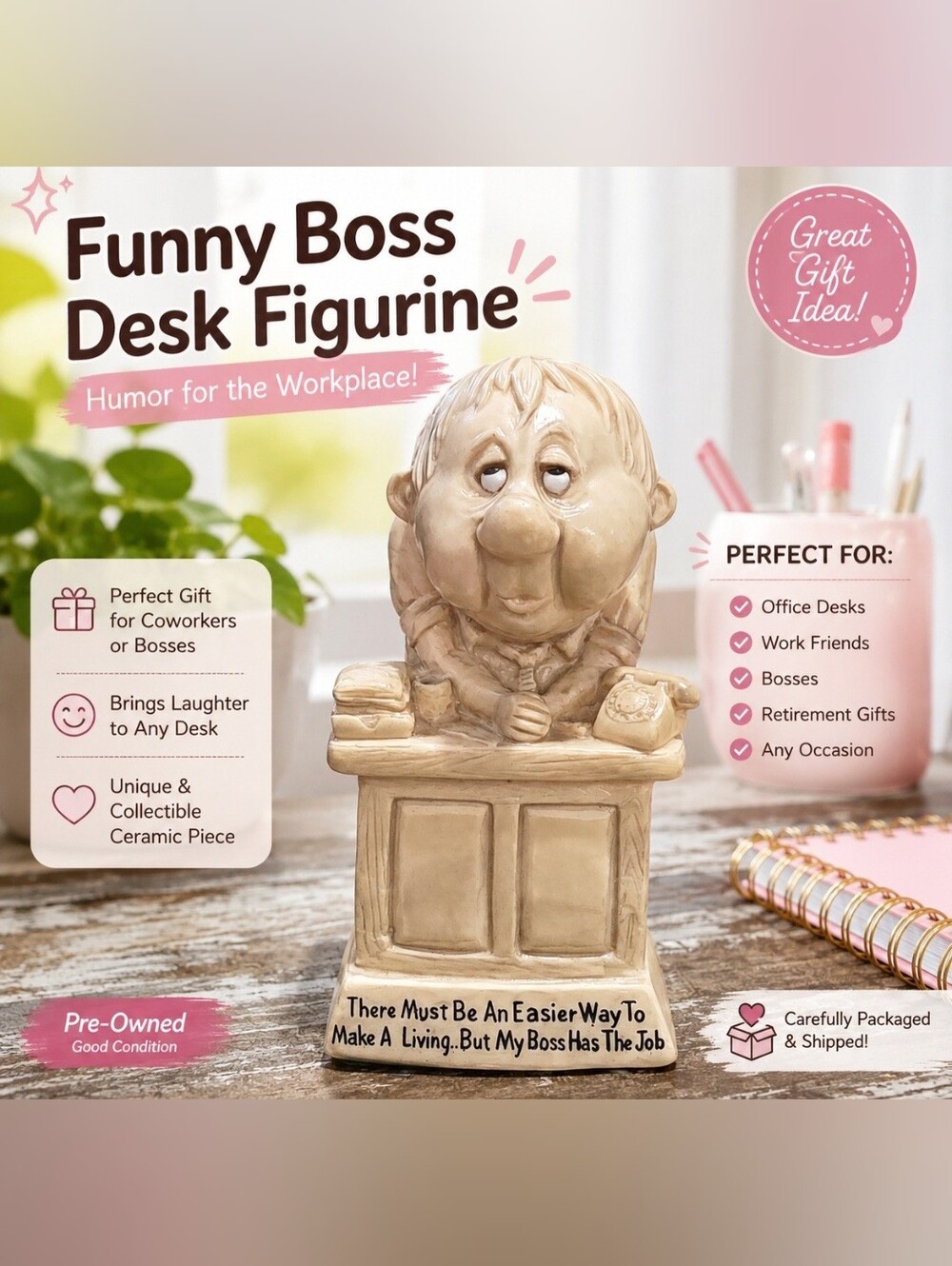 Vintage 1970 R & W Berries Boss Figurine – Made in USA – Funny Office Decor